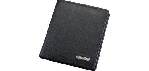 Mini portefeuille, cuir, format haut, noir