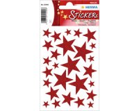 Stickers kerst MAGIC 'rode sterren' glinsterend