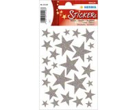 Stickers kerst MAGIC 'zilveren sterren' glinsterend