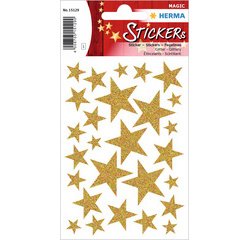 Autocollants de Noel MAGIC 'étoiles or', pailletté