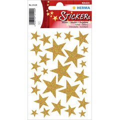 Stickers kerst MAGIC 'gouden sterren' glinsterend