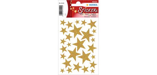 Weihnachtsaufkleber MAGIC 'goldene Sterne', glitzernd
