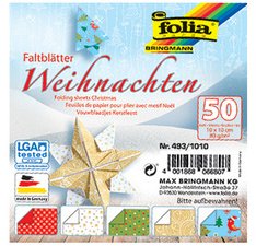 Feuilles de papier pour pliage 'Noel', 150 x 150 mm