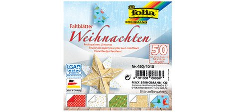 Feuilles de papier pour pliage 'Noel', 150 x 150 mm