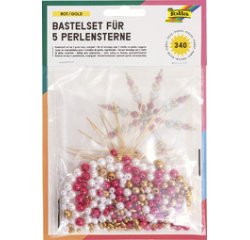 Kit d'étoiles en perles, 340 pièces, rouge/or/blanc