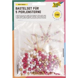 Kit d'étoiles en perles, 340 pièces, rouge/or/blanc