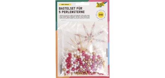 Kit d'étoiles en perles, 340 pièces, rouge/or/blanc