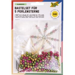 Kit d'étoiles en perles, 340 pièces, bleu/argent/blanc