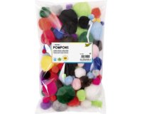 Pompons, 100 pièces, tailles et couleurs assorties