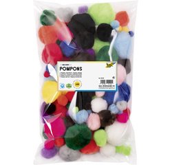 Pompons, 100 pièces, tailles et couleurs assorties