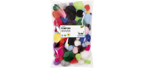 Pompons, 100 pièces, tailles et couleurs assorties