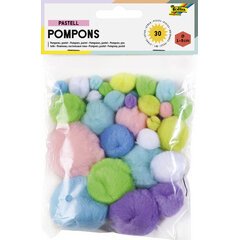 Pompons, 30 pièces, tailles assorties, couleurs pastel