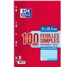 Feuillet mobile conquérant sept a4 210x297mm 100 pages 80g séyès perforé coloris bleu