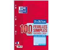 Feuillet mobile conquérant sept a4 210x297mm 100 pages 80g séyès perforé coloris bleu