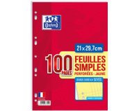 Feuillet mobile conquérant sept a4 210x297mm 100 pages 80g séyès perforé coloris jaune