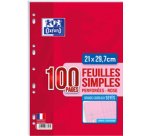 Feuillet mobile conquérant sept a4 210x297mm 100 pages 80g séyès perforé coloris rose