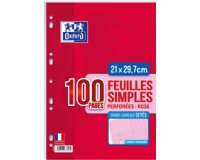 Feuillet mobile conquérant sept a4 210x297mm 100 pages 80g séyès perforé coloris rose