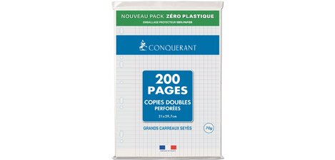 Copies doubles 200 pages seyès 21 x 29,7 cm Conquérant - perforées