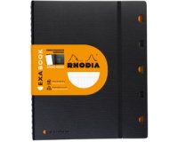 Exabook a4+ rhodiactive, spiralbuch, 80 blatt kariert mit rand/rahmen und kopfleiste 90g - schwarz