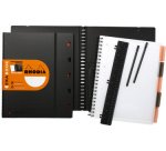 Exabook Rhodiactive rechargeable reliure intégrale A4+ 160 pages petits carreaux 5x5 avec cadre en-tête 80g - Noir