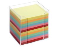 Memoblok kubus, plastic houder, transparant