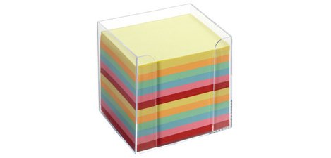 Cube block with case, plastic, transparent