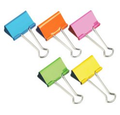 Pinces double clip 32 mm couleurs assorties - Boite de 10