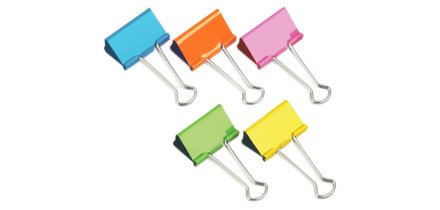 Pinces double clip 32 mm couleurs assorties - Boite de 10