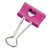 Pince double clip, (L)32 mm, rose, émoticône