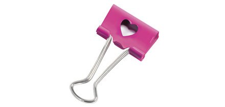 Pince double clip, (L)32 mm, rose, émoticône