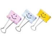 Pince double clip, (L)32 mm, rose, émoticône
