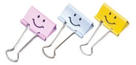 Pince double clip, (L)19 mm, rose, émoticône