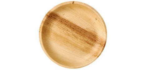 Plate in "pure" palm leaf, round, pack of 25