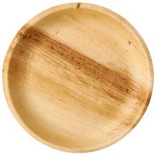Plate in "pure" palm leaf, round, pack of 25