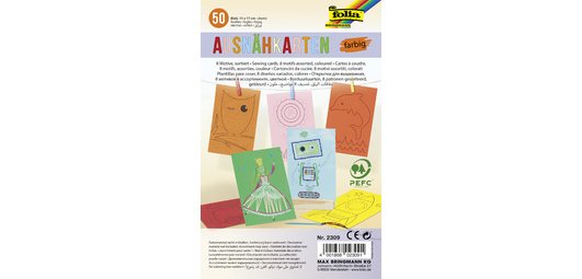 Cartes à coudre, 110 x 170 mm, assorti