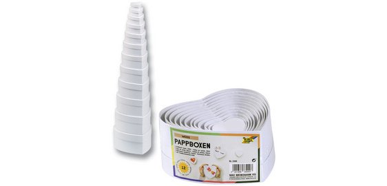 Boîtes de cadeau 'coeurs', 12 tailles assorties, blanc