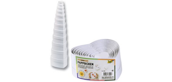 Boîtes de cadeau 'coeurs', 12 tailles assorties, blanc