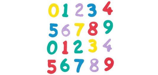 Pièces estampées-caoutchouc mousse 'Chiffres'