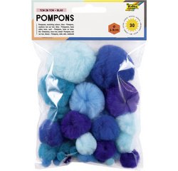 Pompons, 30 pièces, assortiment de bleu