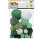 Pompons, 30 pièces, assortiment de