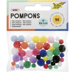 Mini pompons, 50 pièces, assorti