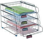 Corbeille à courrier 'COR4F' en fil d'acier, A4, 4 bacs