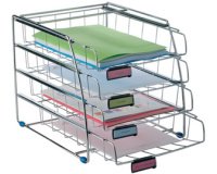 Corbeille à courrier 'COR4F' en fil d'acier, A4, 4 bacs