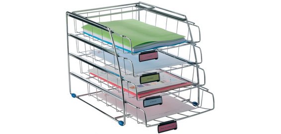 Corbeille à courrier 'COR4F' en fil d'acier, A4, 4 bacs