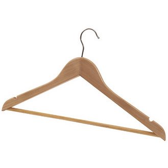 Cintre en bois, avec barre, set de 25
