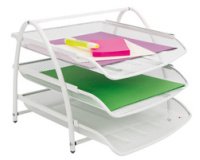 Alba set avec 3 bacs à courrier en métal mesh, blanc