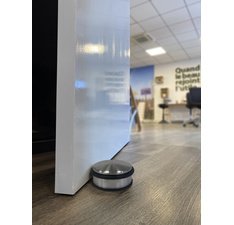 Butoir de porte, en acier, diamètre: 102 mm, argent