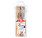 Pochette uniball signo roller encre gel ecriture large      broad creatif or / argent /   blanc / bronze 4 unites