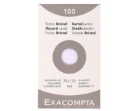 Pk 100 Exa Record Cards 75/125 Sq White - White