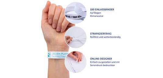 Bracelet imprimable, 265 x 18 mm, blanc